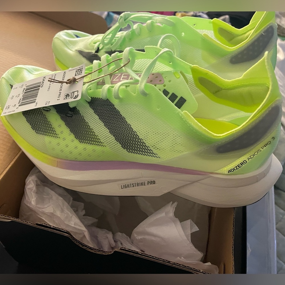 Adidas AdiZero Adios Pro 3 Womens Size 8 Neon Green Lightstrike Pro Racing Shoes